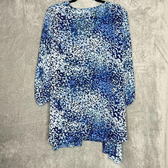 Sag Harbor Womens Top 1X Blue Polka Dot 3/4 Sleeve V Neck Layer Look - Picture 4 of 6